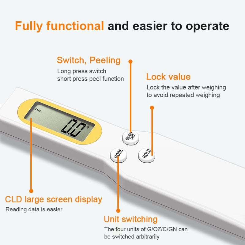 Colher de Medição de Balança de Cozinha Eletrônica 500g Display LCD